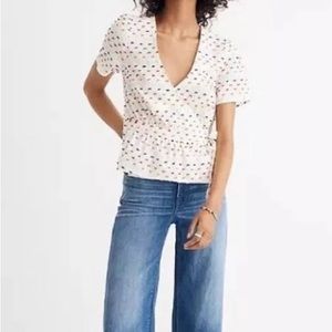 Madewell Ruffle Hem Wrap Top In Clip Dot